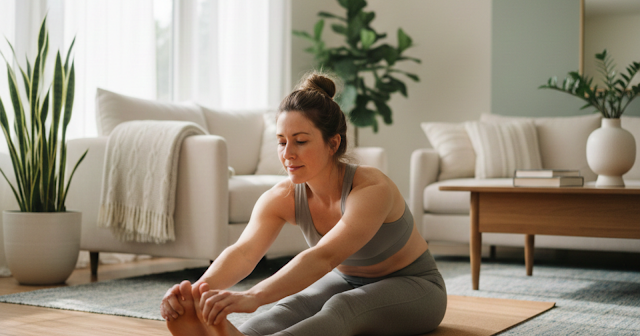 Beginner yoga stretching exercise for relaxation