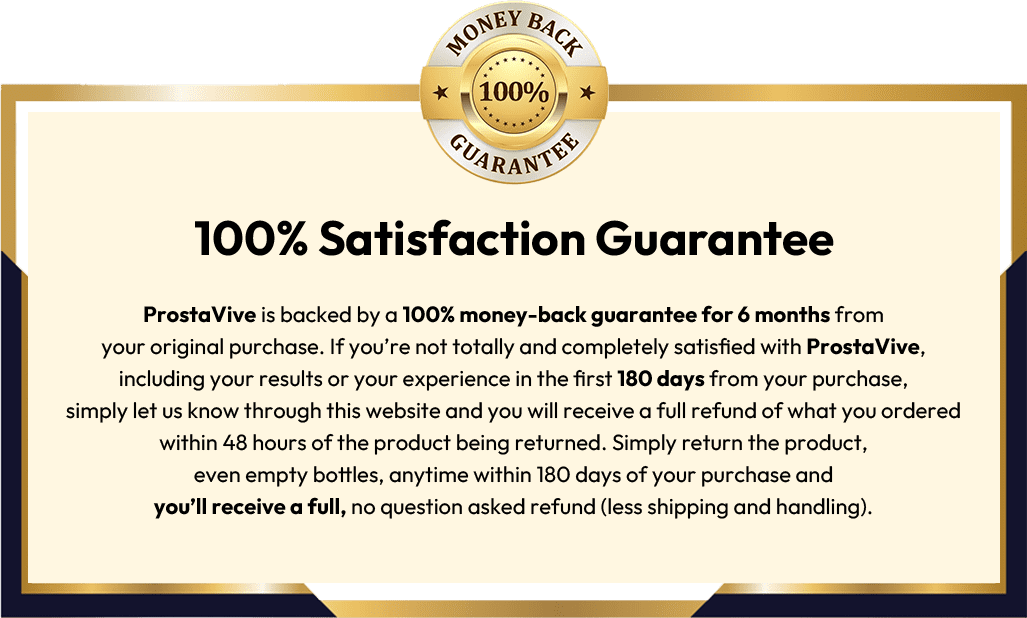 ProstaVive 180-day money-back guarantee badge — risk-free purchase